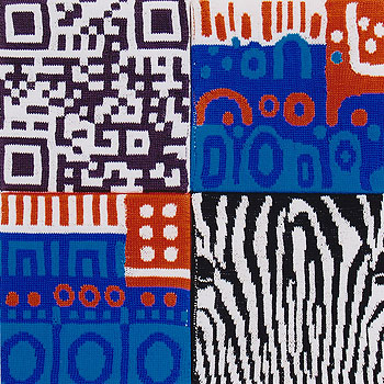 QR-Code - Organisch - Geometrisch - Zebra, 2013, Baumwolle auf Keilrahmen, je 30 x 30cm