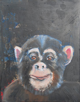 Schimpanse, 2014, Acryl auf Leinwand, 40 x 50cm