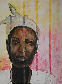 Afrikanische B&aumluerin, 2015, Acryl auf Leinwand, 50 x 70cm