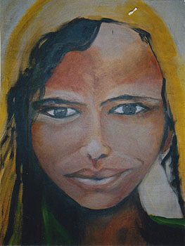 Kinderportrait (indisches M&aumldchen), 2004, Acryl auf Leinwand, 90 x 70cm
