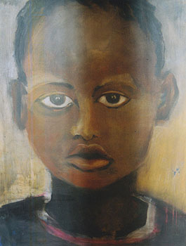 Kinderportrait (afrikanischer Junge), 2004, Acryl auf Leinwand, 90 x 70cm
