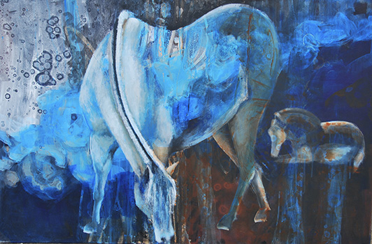 Fjordpferde, 2020, Acryl auf Leinwand, 120 x 80cm