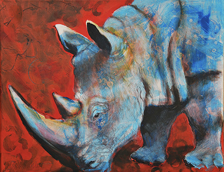 Nashorn, 2020, Acryl auf Leinwand, 50 x 40cm