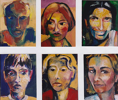 Portraits, 2007, Acryl auf Leinwand, je 40 x 30cm