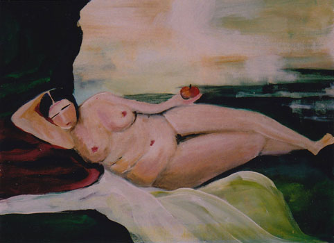 Variationen III zu Giorgiones "Schlummernde Venus", 2002, Acryl auf Leinwand, 30 x 40cm