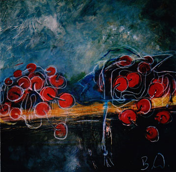 Fischernetz beim Trocknen II, 2003, Acryl auf Leinwand, 50 x 50cm