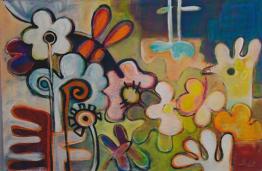 Blumen und mehr, 2011, Acryl auf Leinwand, 80 x 120cm